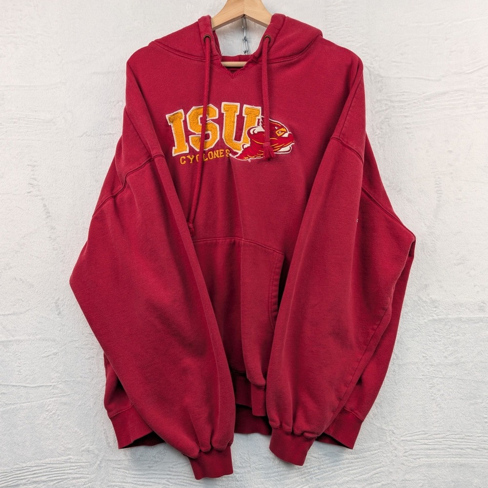 VTG Iowa State Cyclones Gear For Sports Hoodie Men 3XL Red Boxy Sportswear Y2K